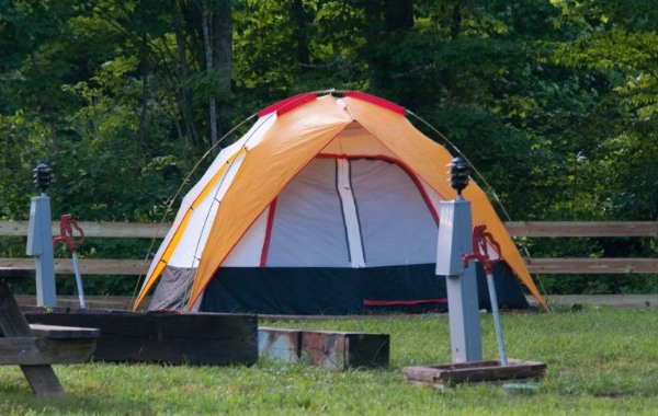 Campsite with electrical hookup